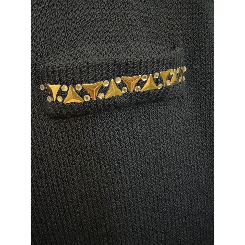 VTG St. John Navy Gold Santana Knit Sheath Midi Dress Sz 6 80's Old Money Luxury - Picture 6 of 7